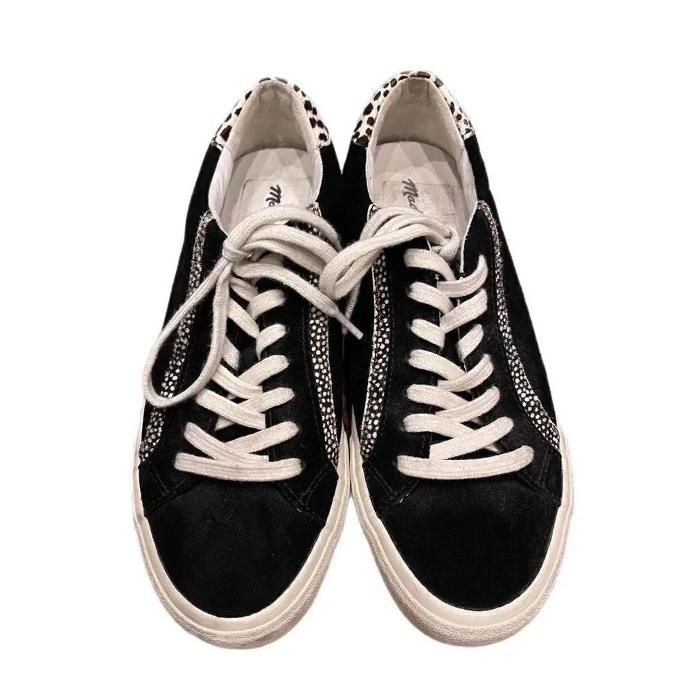 Madewell Sidewalk Low-Top Sneakers in Suede and Spotted Calf hair.